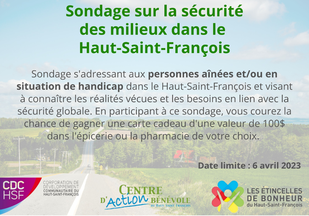 Sondage concernant la sécurité des milieux des personnes ainées et/ou personnes en situation de hancidap